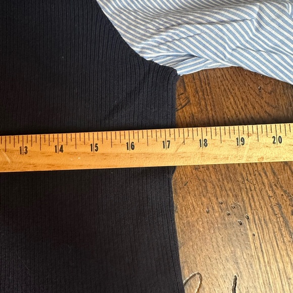 Talbots Navy Mixed Media Blouse - Picture 3 of 5